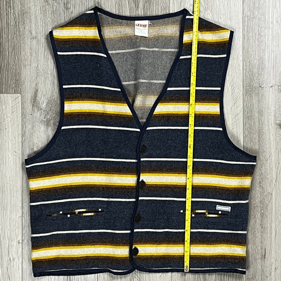 Rare Vintage 1980s Guess Women's Large Multicolour Striped Vest - Picture 7 of 7